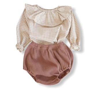 Baby Girl Checked Set - Apricot