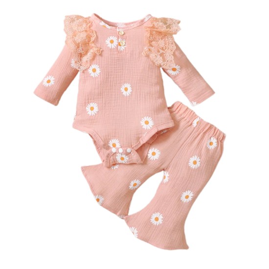Baby Girl Daisy Floral Set - Pink Baby Girl Daisy Floral Set - Pink