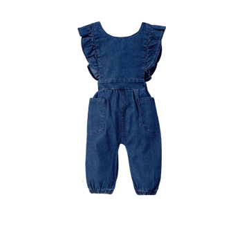 Baby Girl Denim Jumpsuit - Blue
