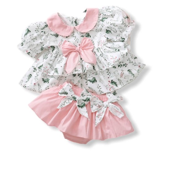 Baby Girl Floral Set 2 Pcs - White Baby Girl Floral Set 2 Pcs - White