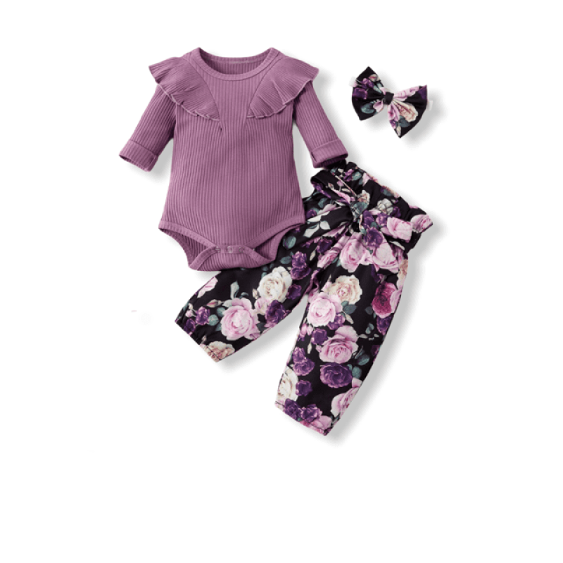 Baby Girl Floral Set - Purple