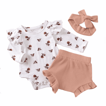 Baby Girl Floral Set - Ruffled Short