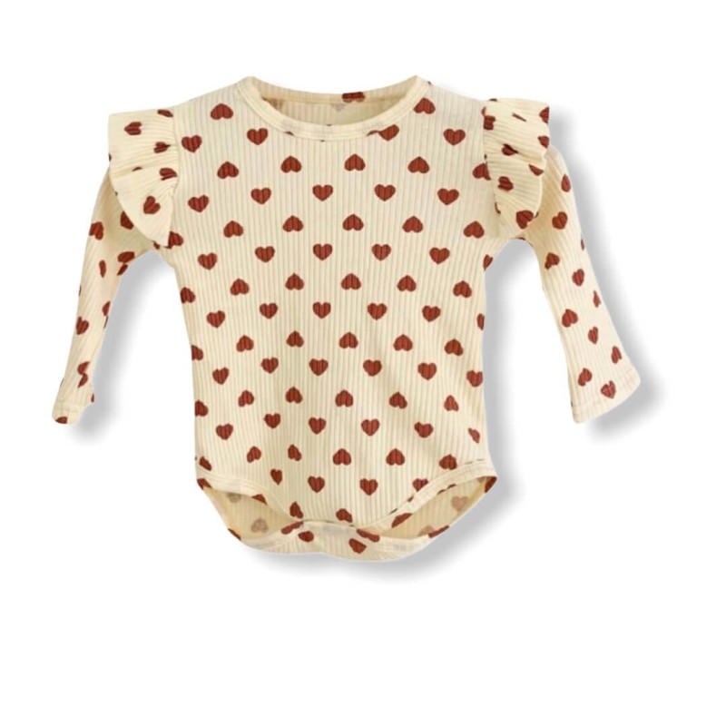 Baby Girl Heart Romper - White