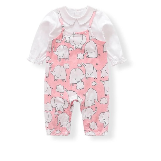 Baby Girl Jumpsuit Elephant - Pink Baby Girl Jumpsuit Elephant - Pink