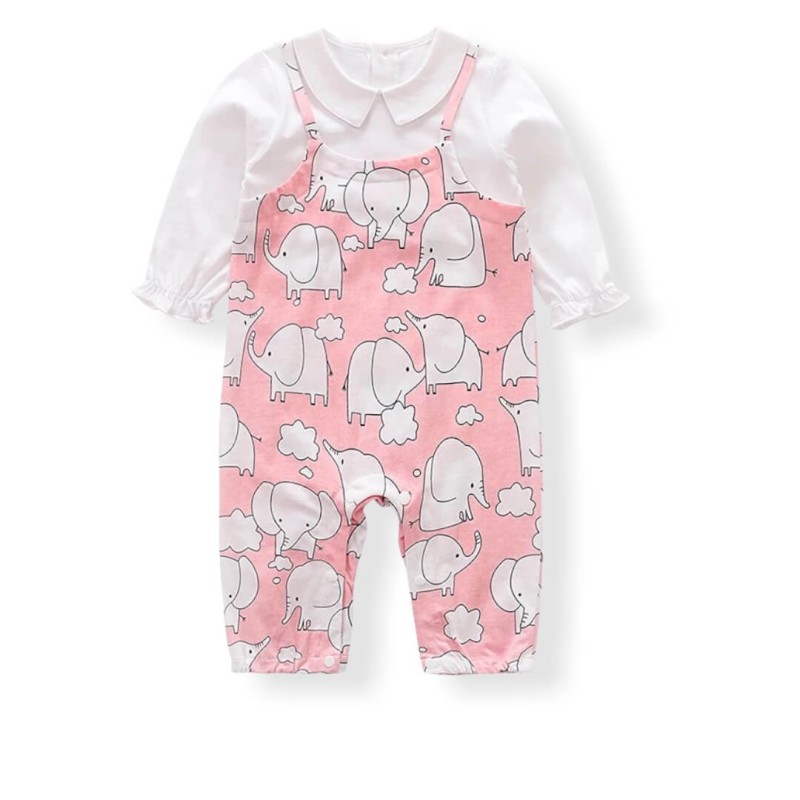 Baby Girl Jumpsuit Elephant - Pink
