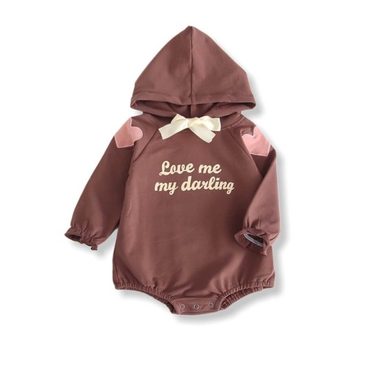 Baby Girl Jumpsuit Sweetheart Ribbon - Brown Baby Girl Jumpsuit Sweetheart Ribbon - Brown