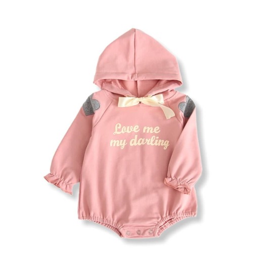 Baby Girl Jumpsuit Sweetheart Ribbon - Pink Baby Girl Jumpsuit Sweetheart Ribbon - Pink