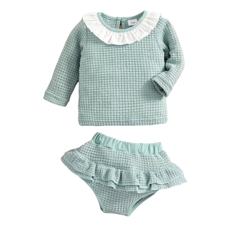 Baby Girl Knit Ruffle Set - L.Blue