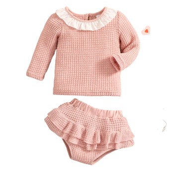 Baby Girl Knit Ruffle Set - Pink