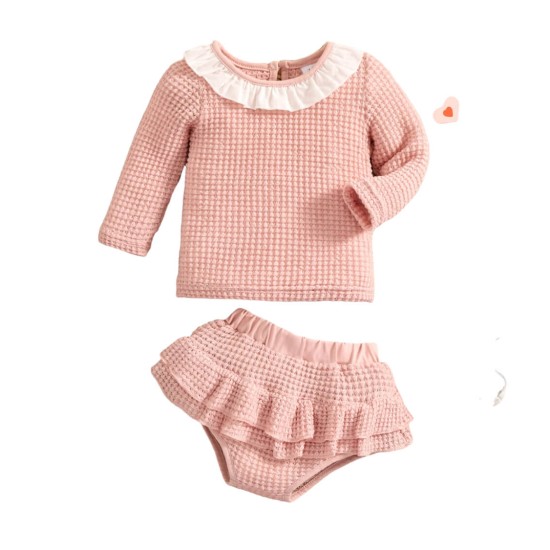 Baby Girl Knit Ruffle Set - Pink Baby Girl Knit Ruffle Set - Pink