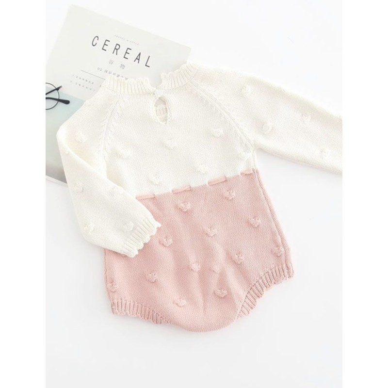 Baby Girl Knitted Bodysuit Onesie Pink