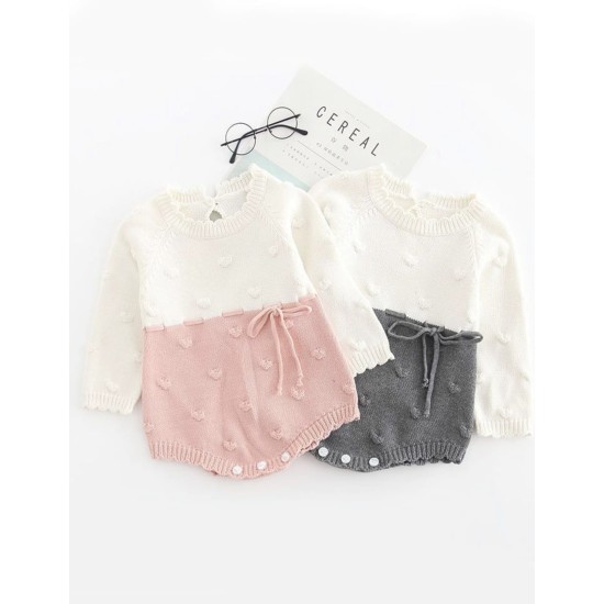 Baby Girl Knitted Bodysuit Onesie Pink Baby Girl Knitted Bodysuit Onesie Pink