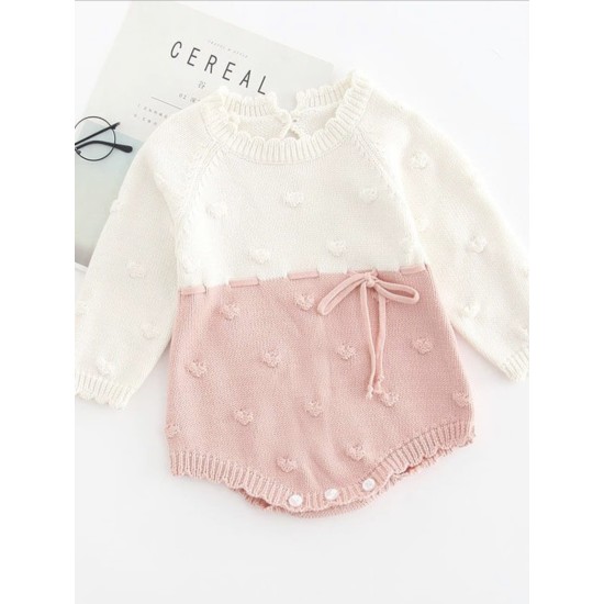 Baby Girl Knitted Bodysuit Onesie Pink Baby Girl Knitted Bodysuit Onesie Pink