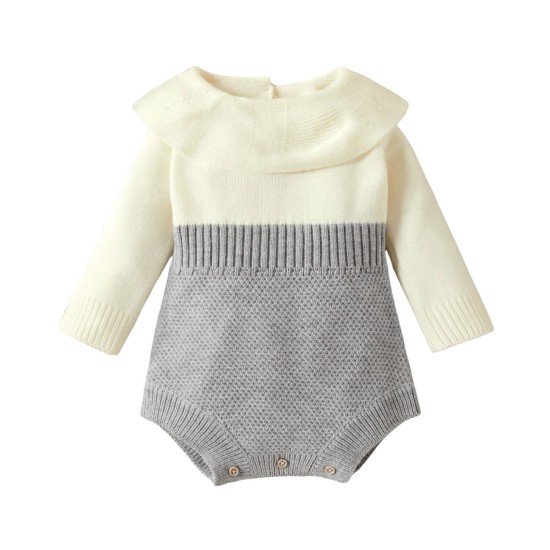Baby Girl Knitted Romper - Grey Baby Girl Knitted Romper - Grey