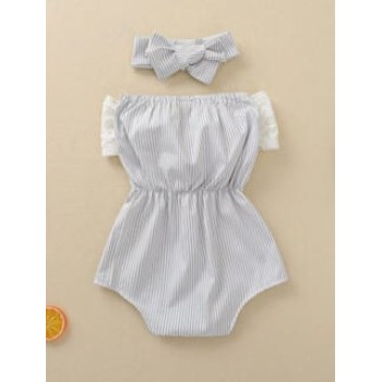 Baby Girl Lace Strapless Bodysuit - Grey