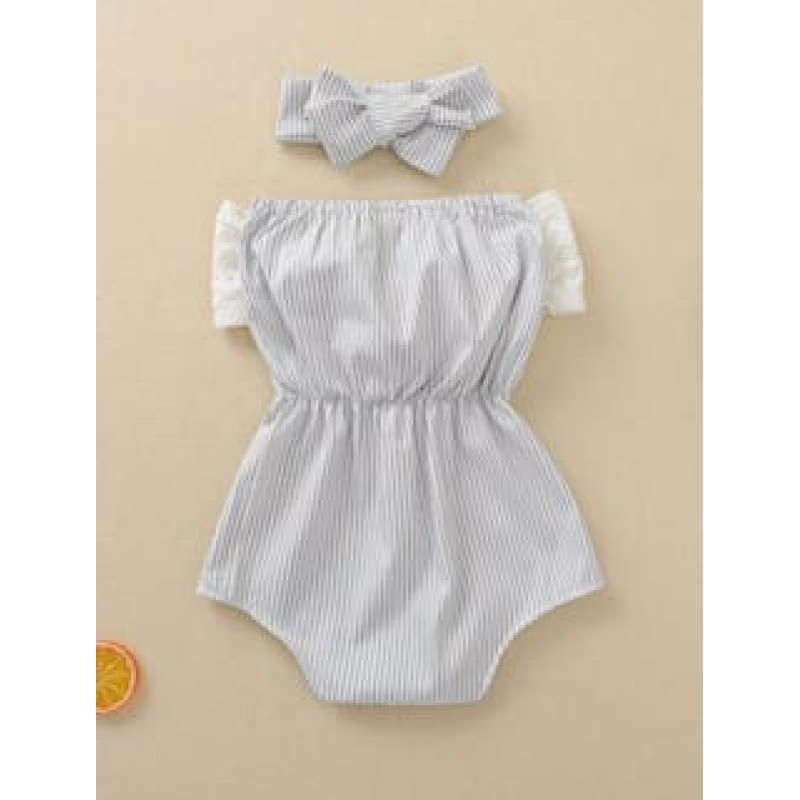 Baby Girl Lace Strapless Bodysuit - Grey