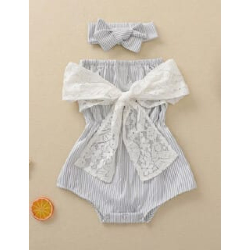 Baby Girl Lace Strapless Bodysuit - Grey