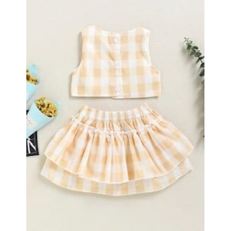 Baby Girl Plaid Suit - Yellow