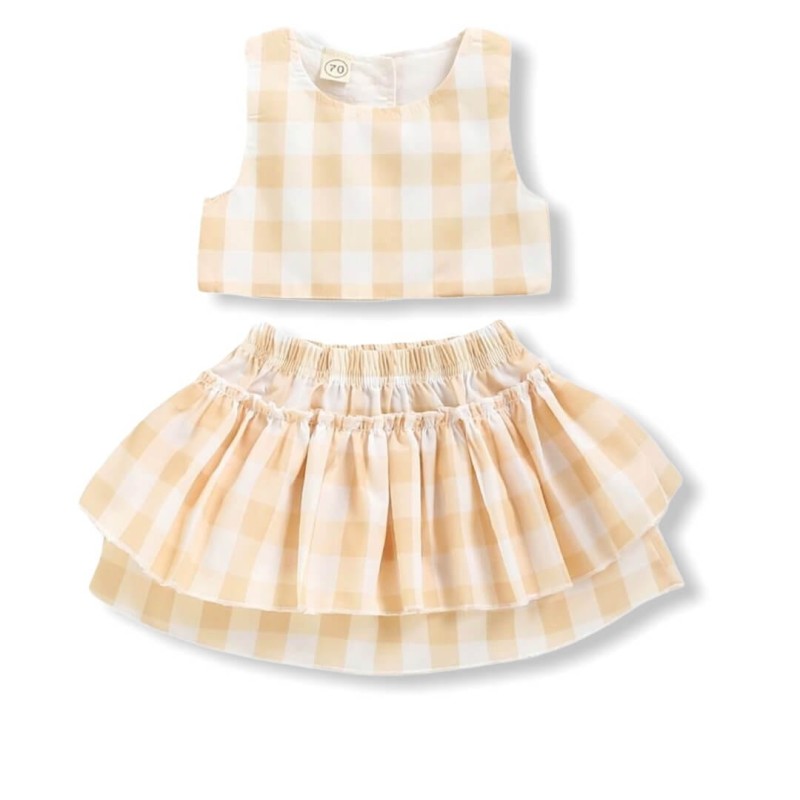 Baby Girl Plaid Suit - Yellow