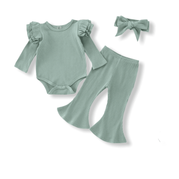 Baby Girl Ribbed Bell Set - Green