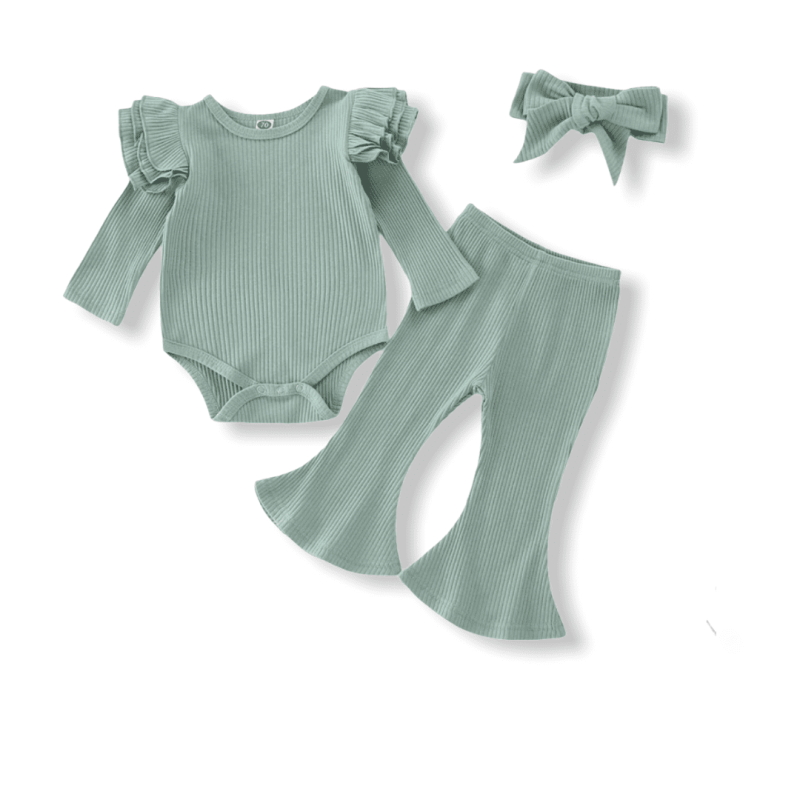 Baby Girl Ribbed Bell Set - Green