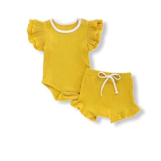 Baby Girl Ribbed Set - Yellow Baby Girl Ribbed Set - Yellow