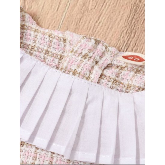 Baby Girl Round Neck Flare Dress - Pink Baby Girl Round Neck Flare Dress - Pink