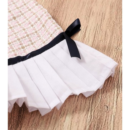 Baby Girl Round Neck Flare Dress - Pink Baby Girl Round Neck Flare Dress - Pink