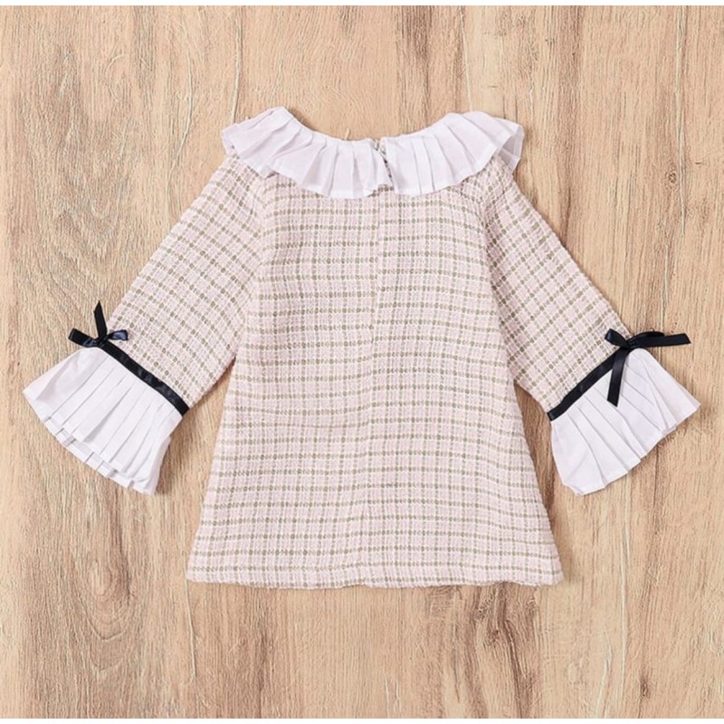 Baby Girl Round Neck Flare Dress - Pink