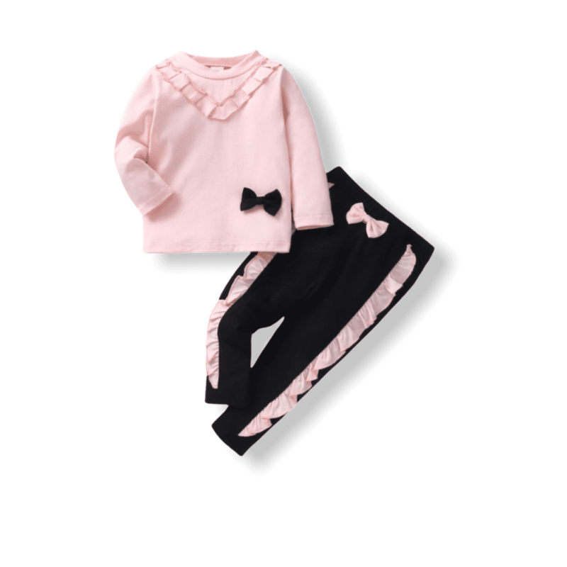 Baby Girl Ruffled Set - Pink/Black