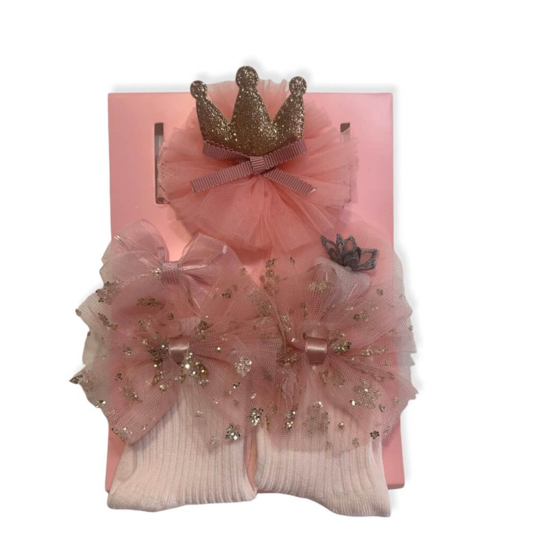 Baby Girl Set Headband & Socks - L.Pink