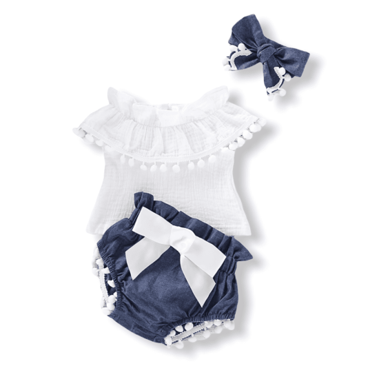 Baby Girl Set Top With Shorts - Blue Baby Girl Set Top With Shorts - Blue