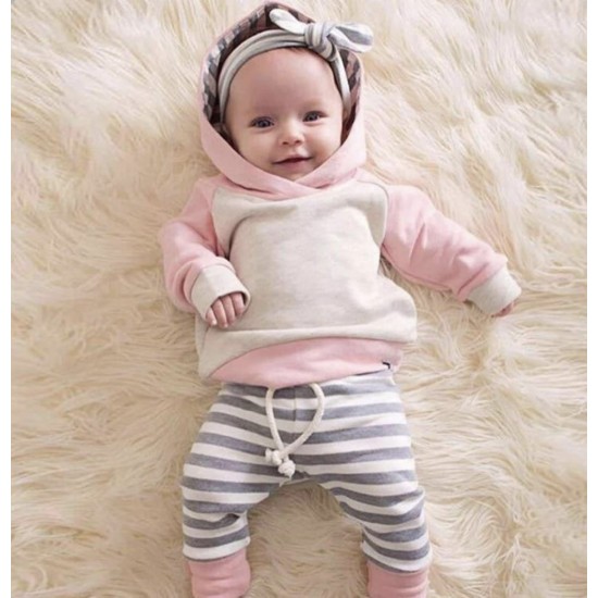 Baby Girl Stripped Set - Pink