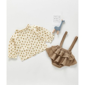 Baby Girl Vintage Floral Set - Brown