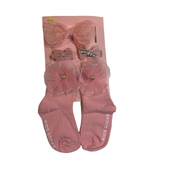 Baby Glitter Set Headband & Socks - L.Pink
