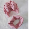 Baby Handmade Set Bowknot Hat & Scarf - Pink