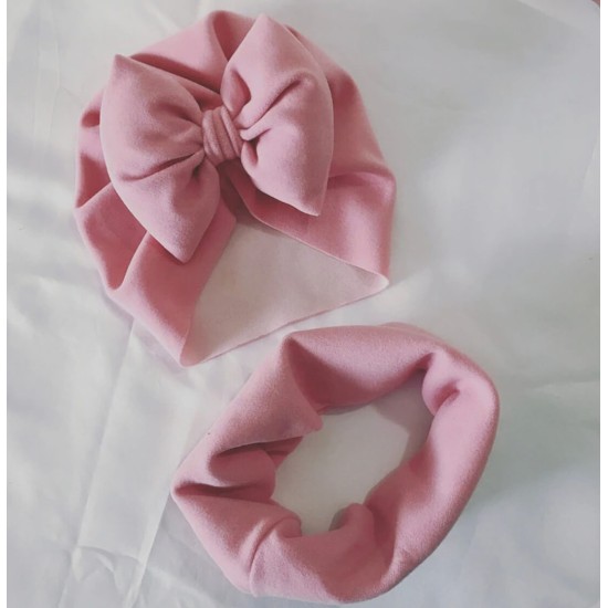 Baby Handmade Set Bowknot Hat & Scarf - Pink Baby Handmade Set Bowknot Hat & Scarf - Pink