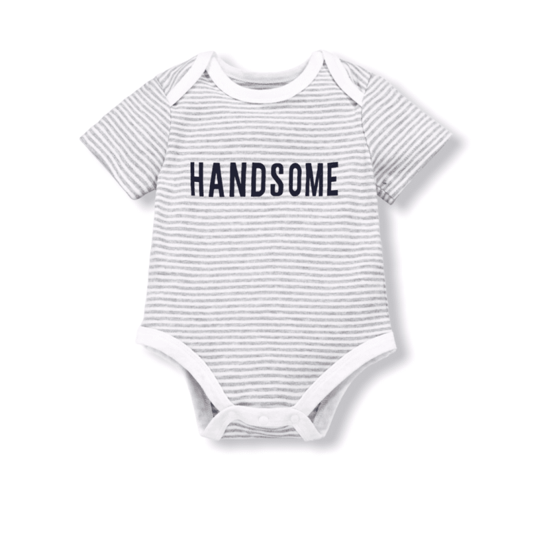 Baby Handsome Striped Romper - L.Grey