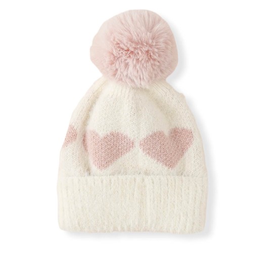 Baby Heart Beanie - White