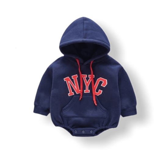 Baby Hooded Jumpsuit NYC - D.Blue