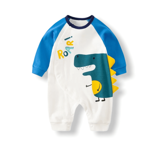 Baby Jumpsuit 3D Dino - White/Blue Baby Jumpsuit 3D Dino - White/Blue