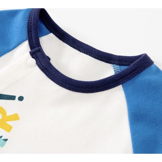 Baby Jumpsuit 3D Dino - White/Blue Baby Jumpsuit 3D Dino - White/Blue