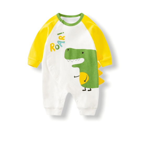 Baby Jumpsuit 3D Dino - White/Yellow Baby Jumpsuit 3D Dino - White/Yellow