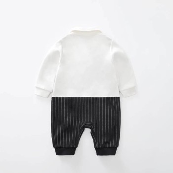 Baby Jumpsuit "Bowknot Gentleman" - Total Black