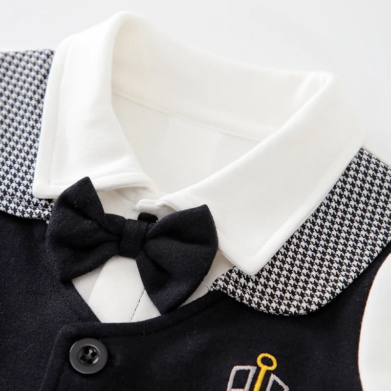 Baby Jumpsuit Bowknot Gentleman - Total Black