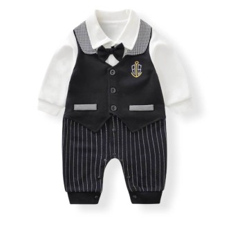 Baby Jumpsuit "Bowknot Gentleman" - Total Black