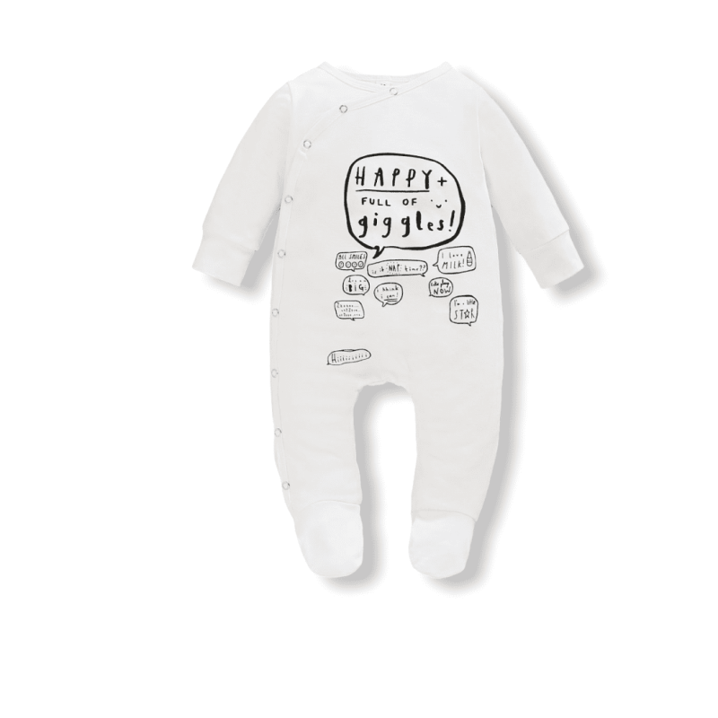 Baby Jumpsuit Happy Giggles - White