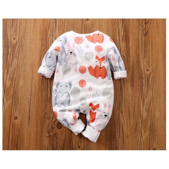 Baby Jumpsuit Jungle Fox - White Baby Jumpsuit Jungle Fox - White