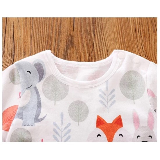 Baby Jumpsuit Jungle Fox - White Baby Jumpsuit Jungle Fox - White