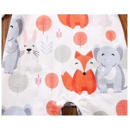 Baby Jumpsuit Jungle Fox - White Baby Jumpsuit Jungle Fox - White